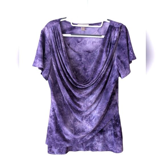 Y2K Roz & Ali Purple Stretchy Slinky Fairycore Cowl Neck Top Size Medium - Picture 1 of 7